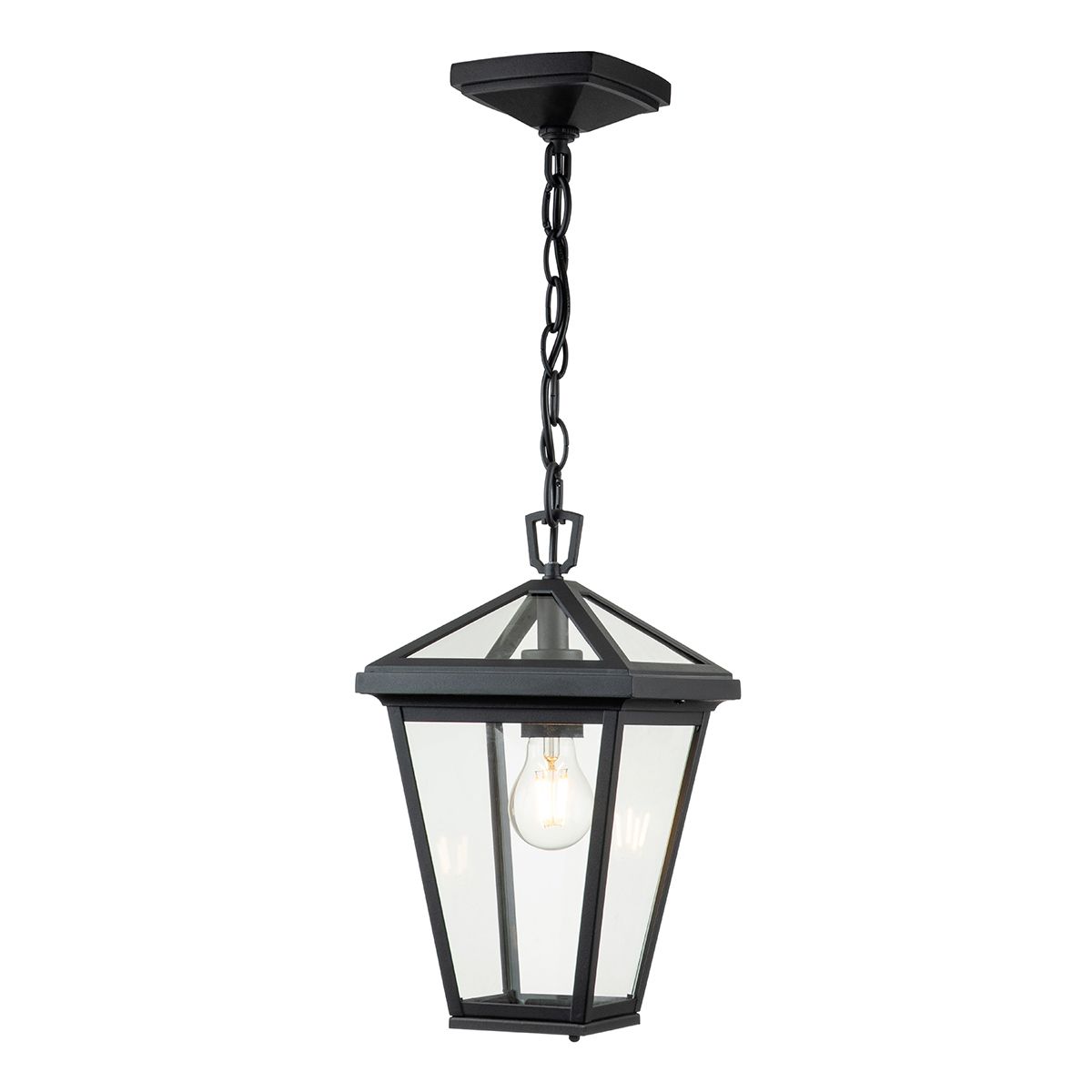 Alford Place Small 1 Light Pendant Museum Black & Clear - QN-ALFORD-PLACE8-S-MB