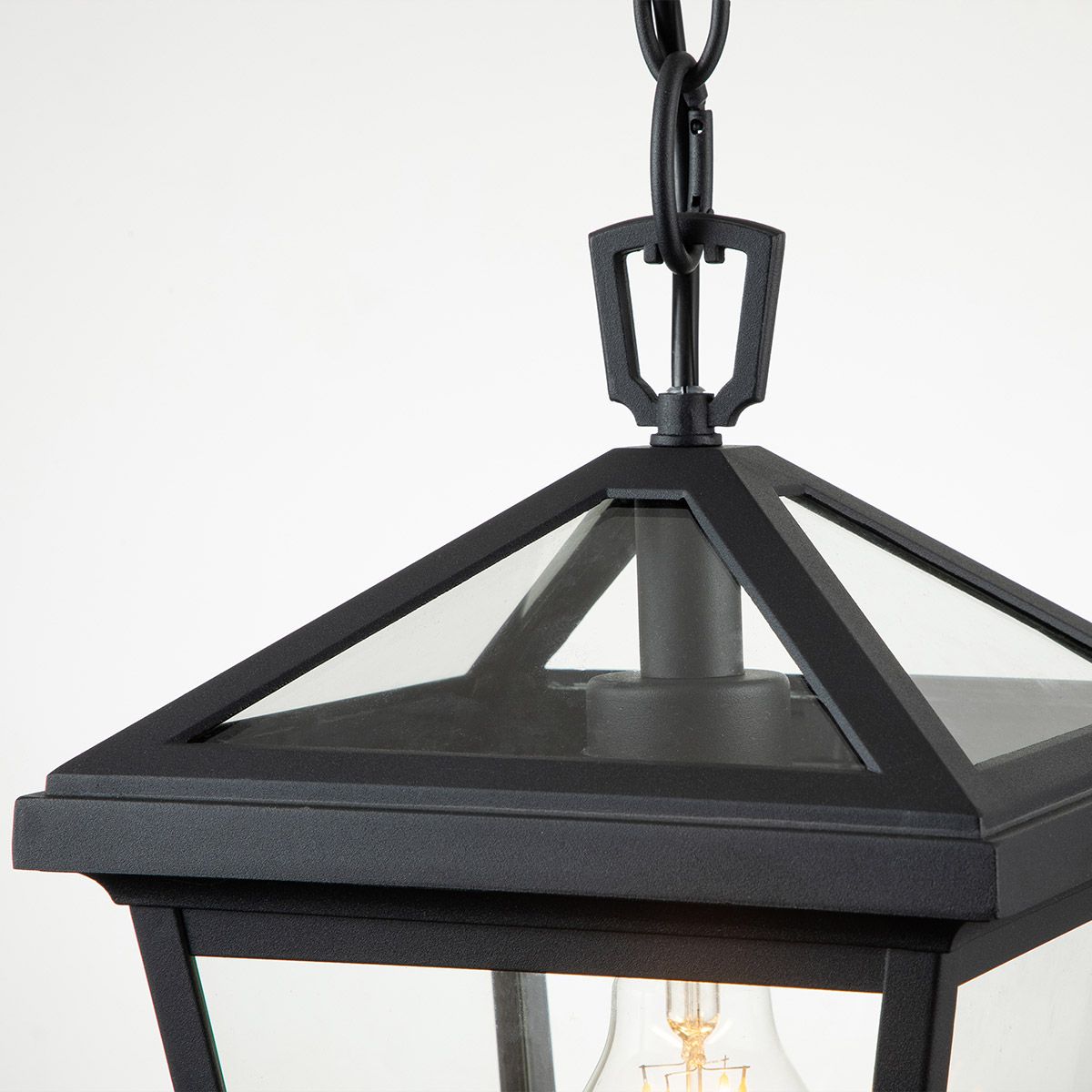 Alford Place Small 1 Light Pendant Museum Black & Clear - QN-ALFORD-PLACE8-S-MB