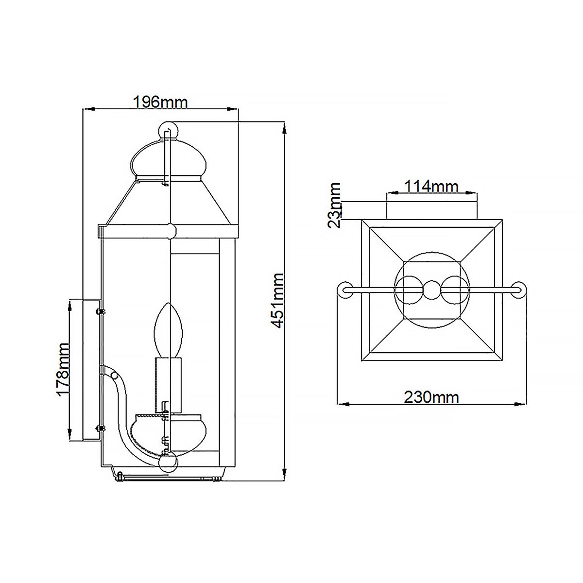 Anchorage 2 Light Wall Lantern Aged Zinc & Clear - QN-ANCHORAGE-M