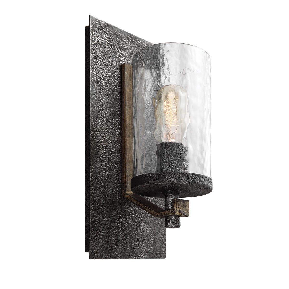 Angelo Wall Light Distressed Weathered Oak & Slate Grey Metal - QN-ANGELO1