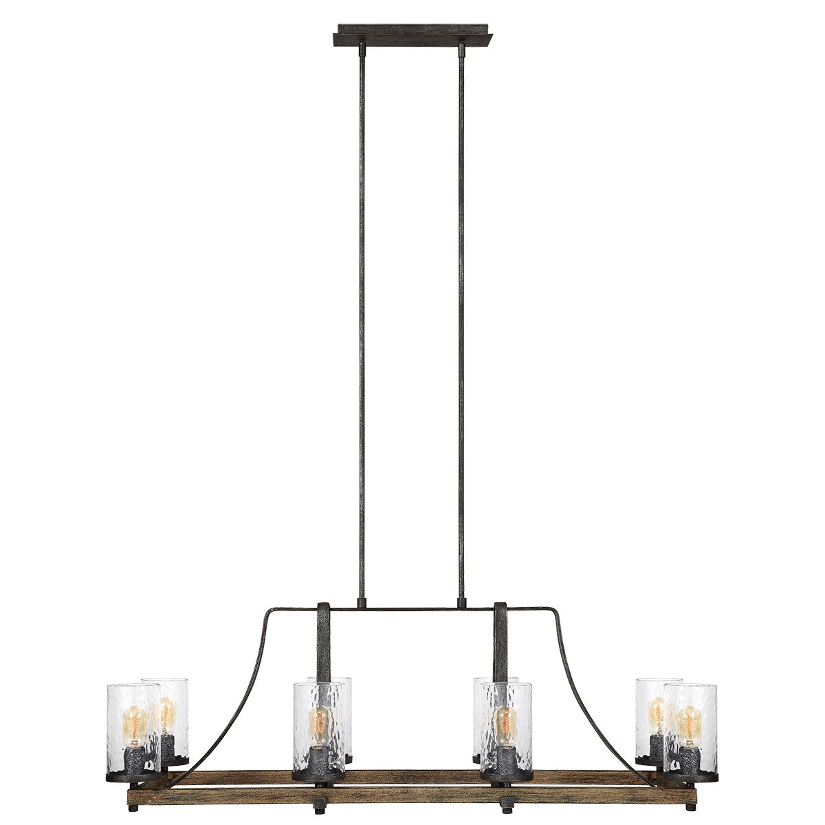 Angelo 8 Light Isle Chandelier Distressed Weathered Oak & Slate Grey Metal - QN-ANGELO8