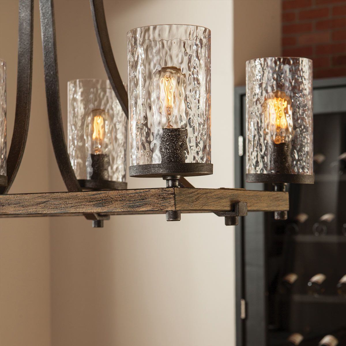 Angelo 8 Light Isle Chandelier Distressed Weathered Oak & Slate Grey Metal - QN-ANGELO8