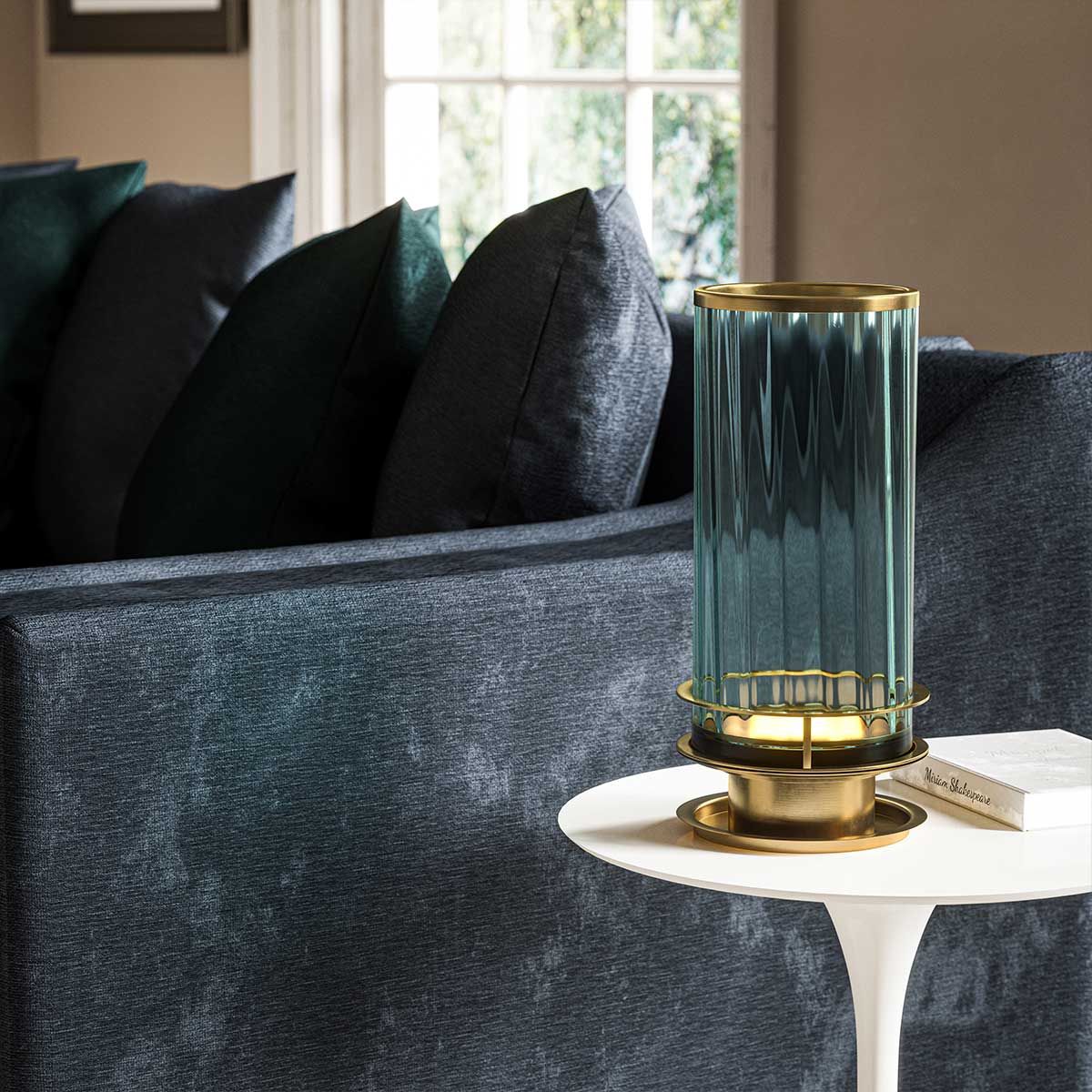 Arno Table Lamp Green & Aged Brass - QN-ARNO-GREEN-AB