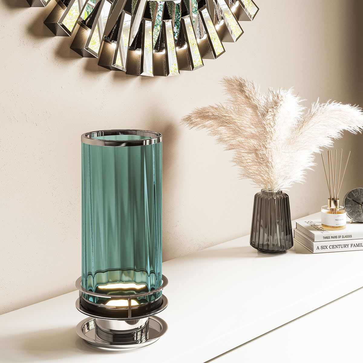 Arno Table Lamp Green & Polished Nickel - QN-ARNO-GREEN-PN