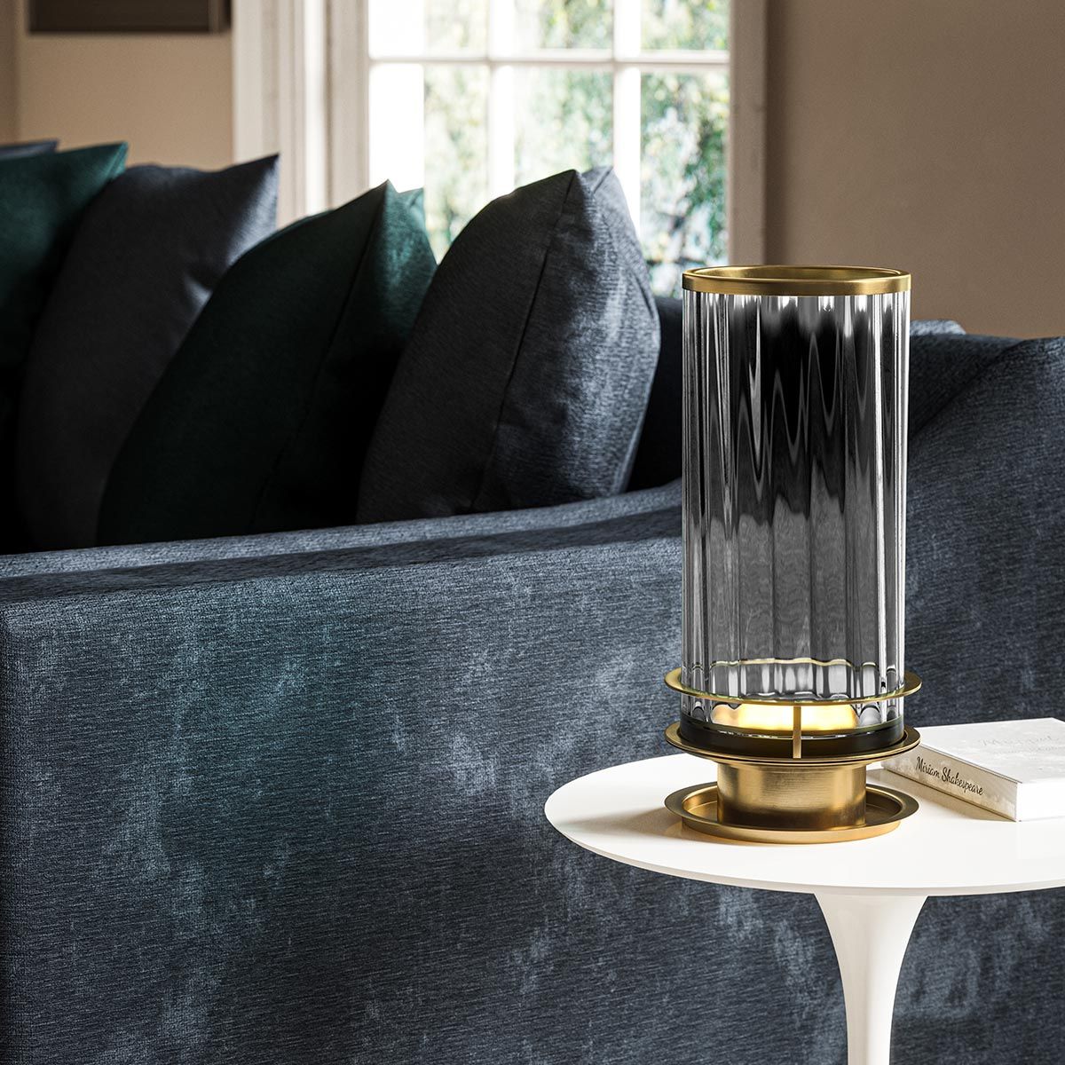 Arno Table Lamp Smoke & Aged Brass - QN-ARNO-SMOKE-AB