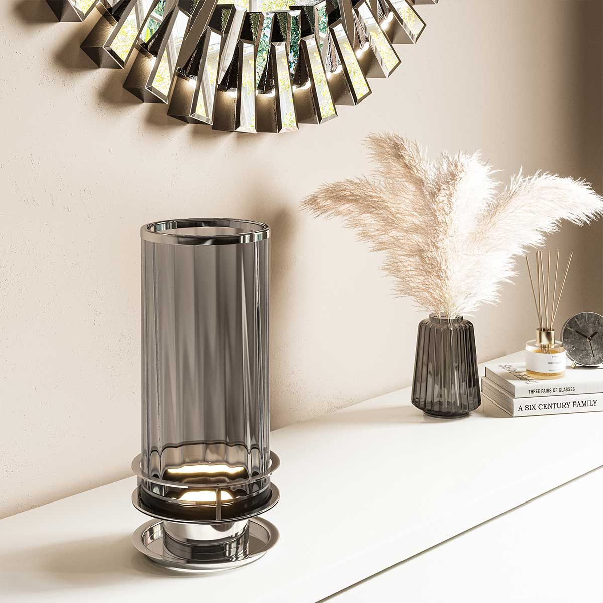 Arno Table Lamp Smoke & Polished Nickel - QN-ARNO-SMOKE-PN