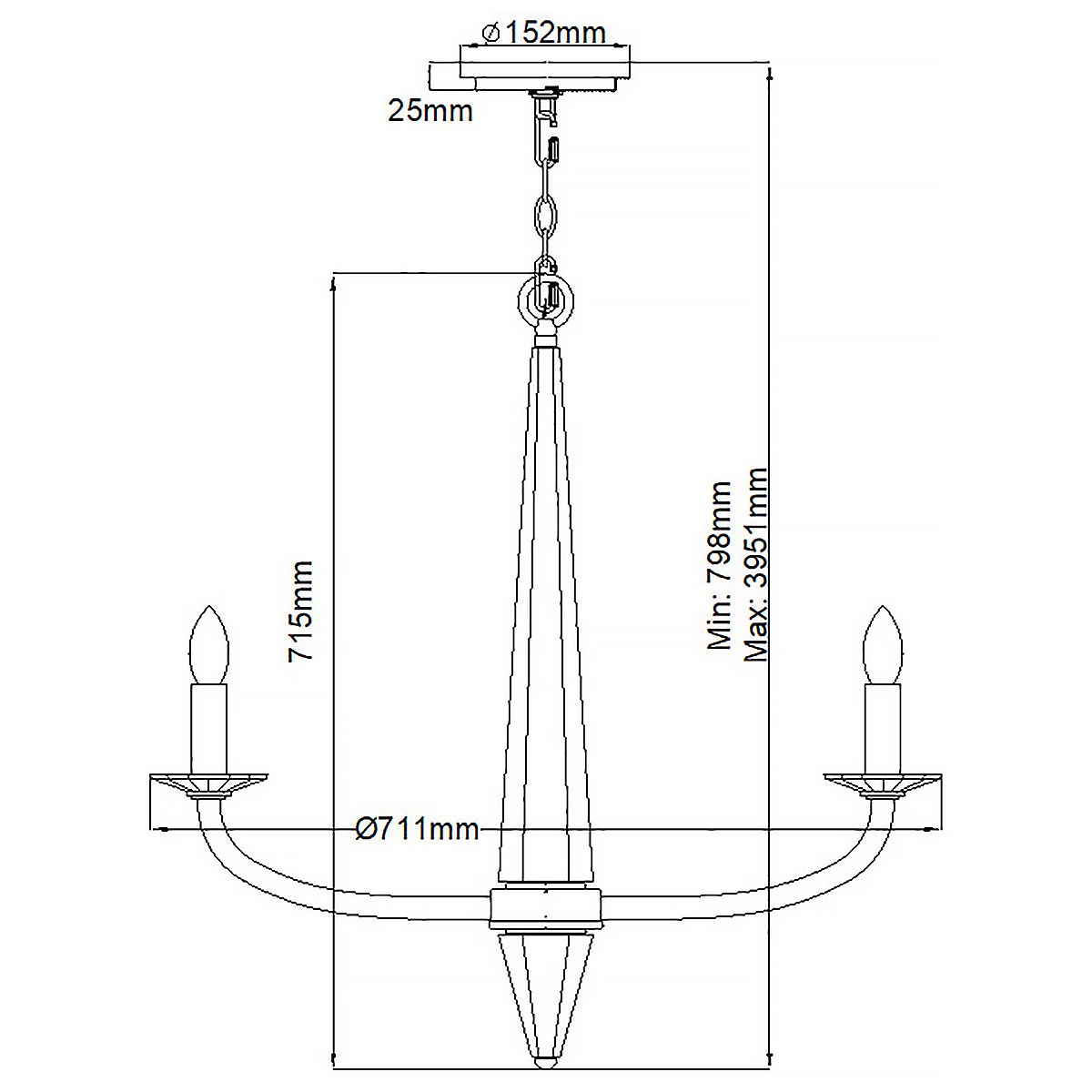 Ascher 6 Light Chandelier Polished Nickel - QN-ASCHER6