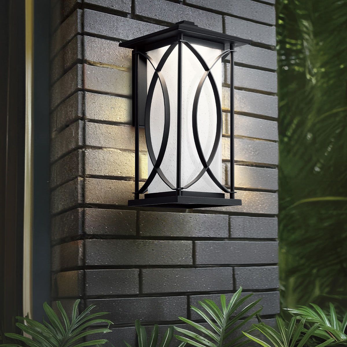 Ashbern Large Light Wall Lantern Textured Black & Clear - QN-ASHBERN-L