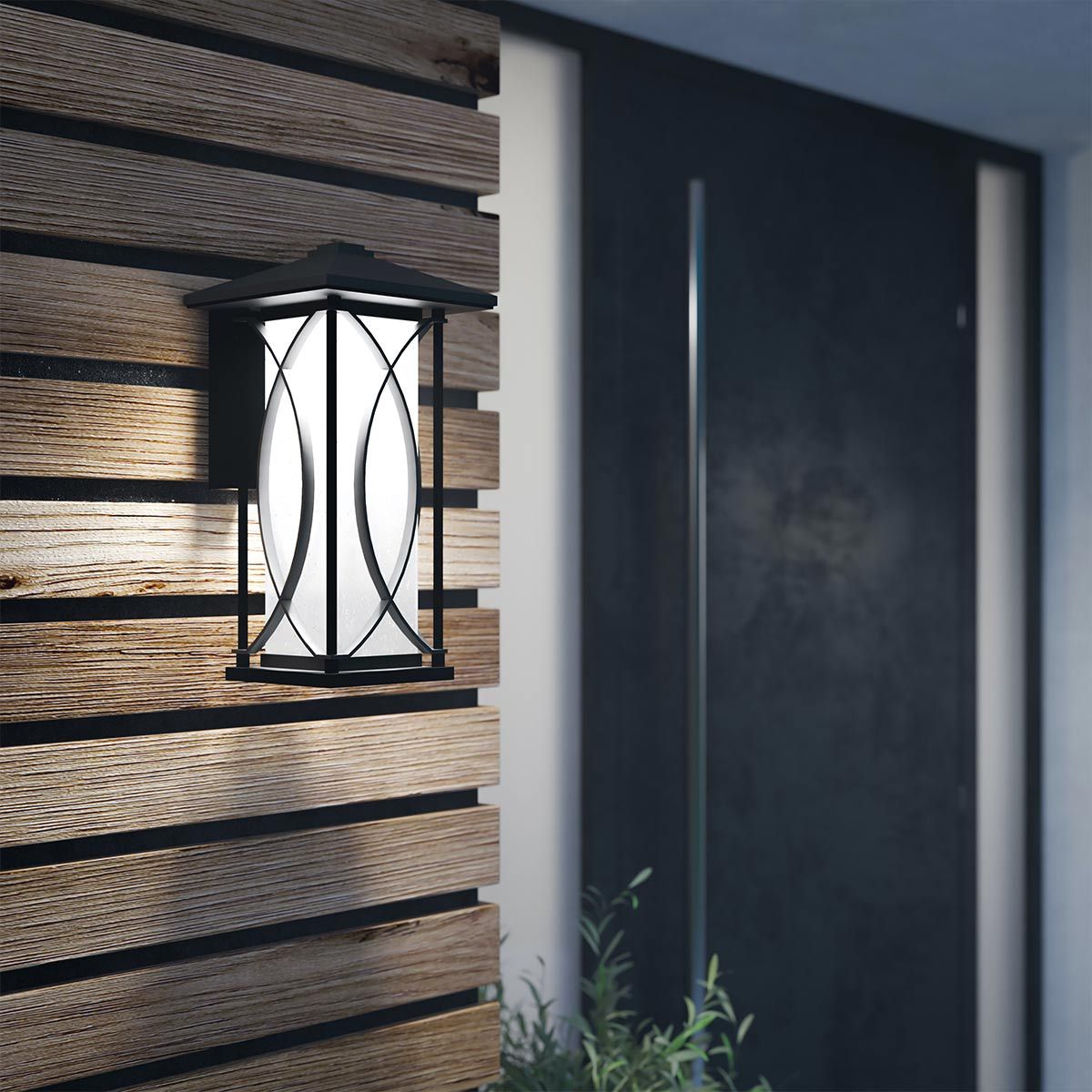 Ashbern Medium Light Wall Lantern Textured Black & Clear - QN-ASHBERN-M