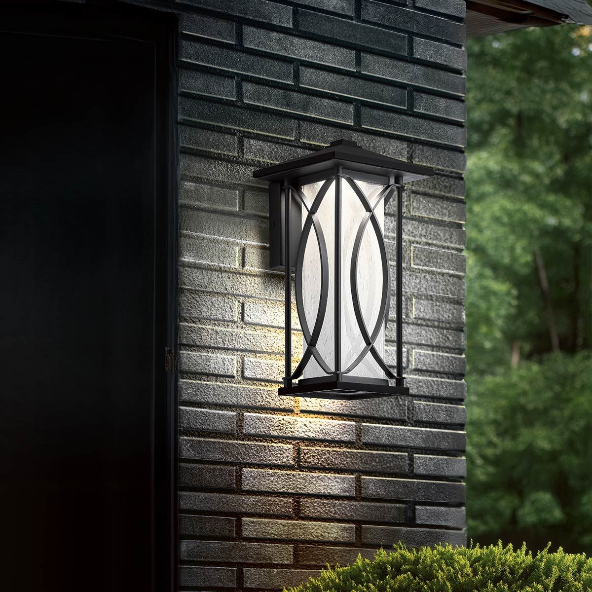 Ashbern Small Light Wall Lantern Textured Black & Clear - QN-ASHBERN-S