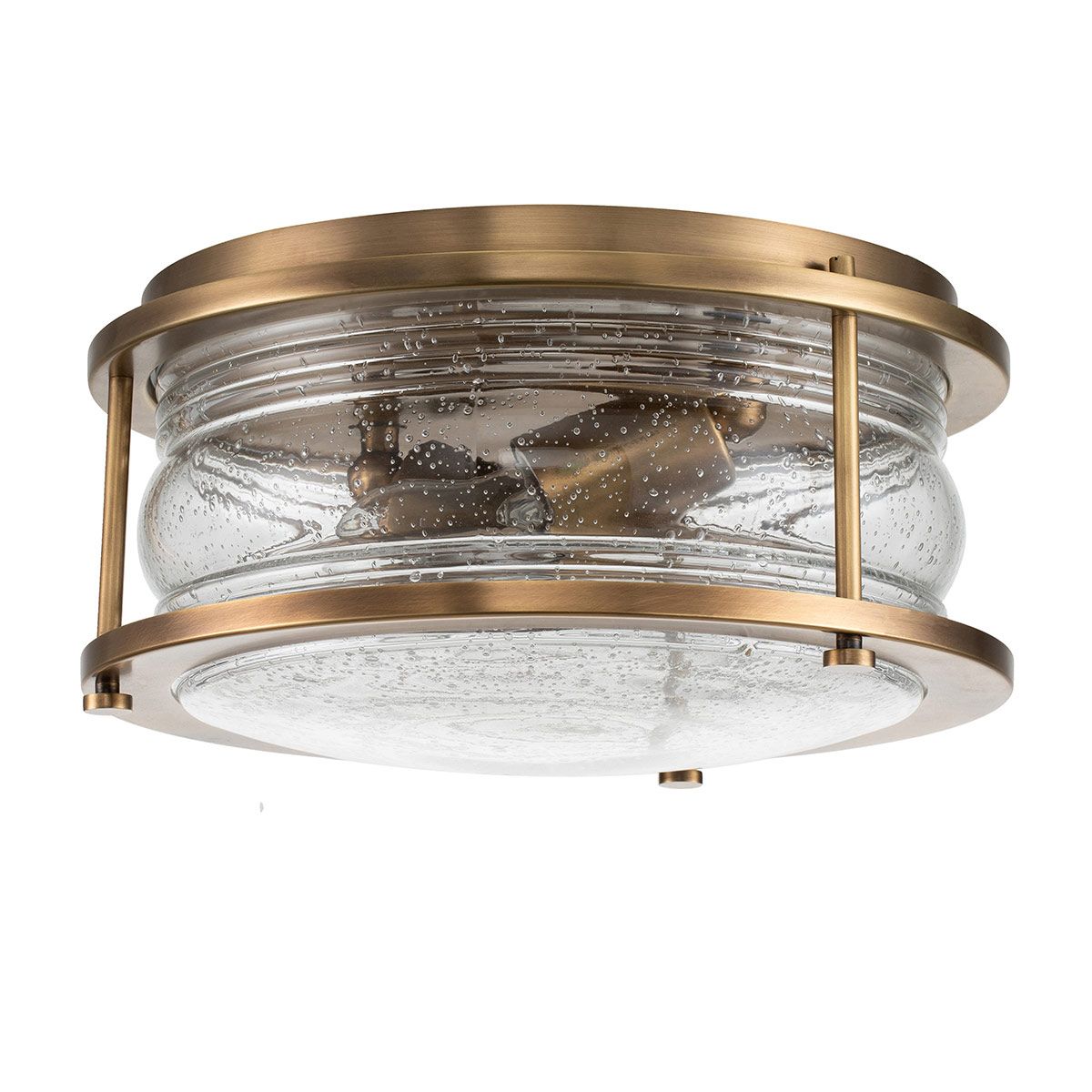 Ashland Bay Ceiling Flush 2 Light Natural Brass & Clear - QN-ASHLANDBAY-F-NBR-BATH