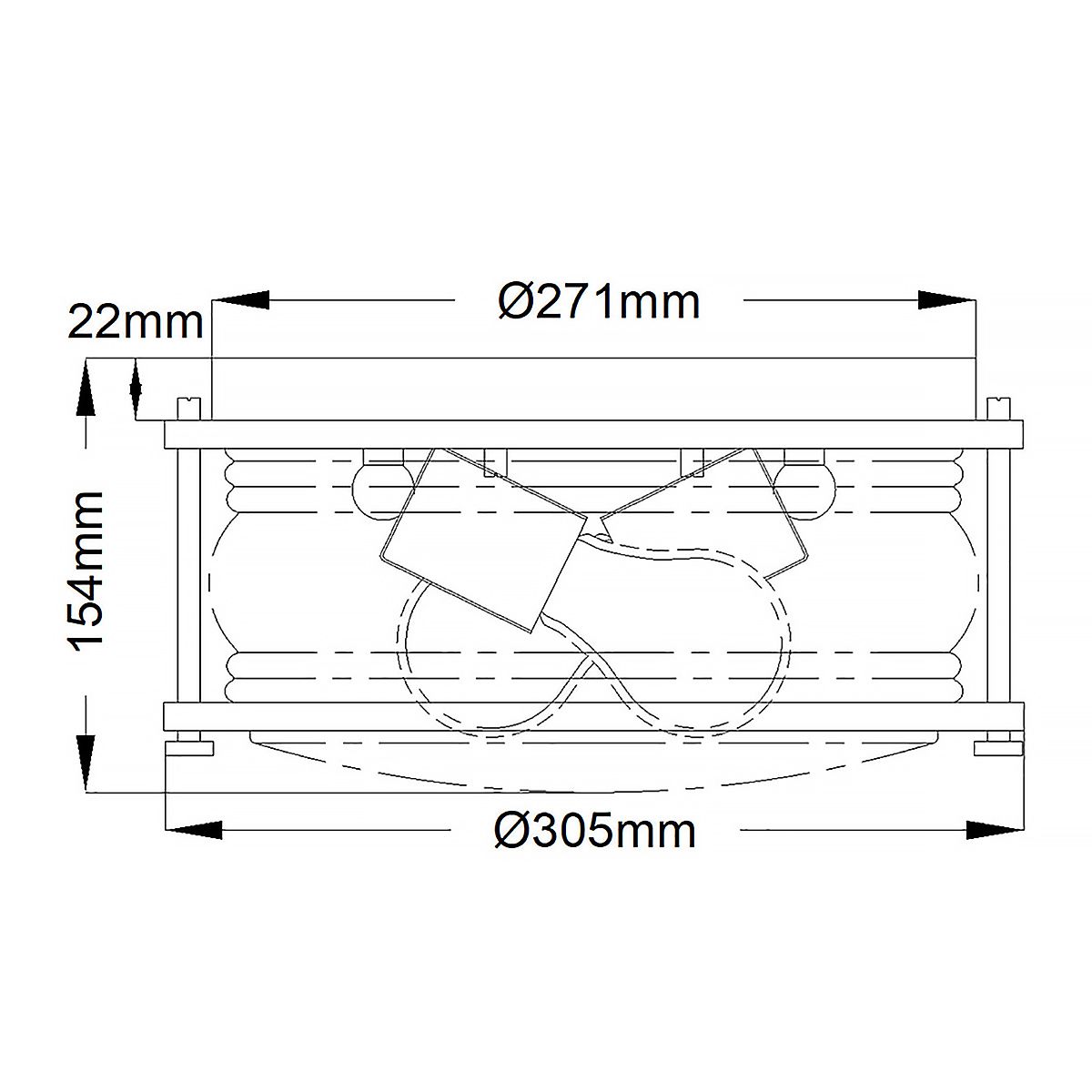 Ashland Bay Ceiling Flush 2 Light Polished Chrome & Clear - QN-ASHLANDBAY-F-PC-BATH