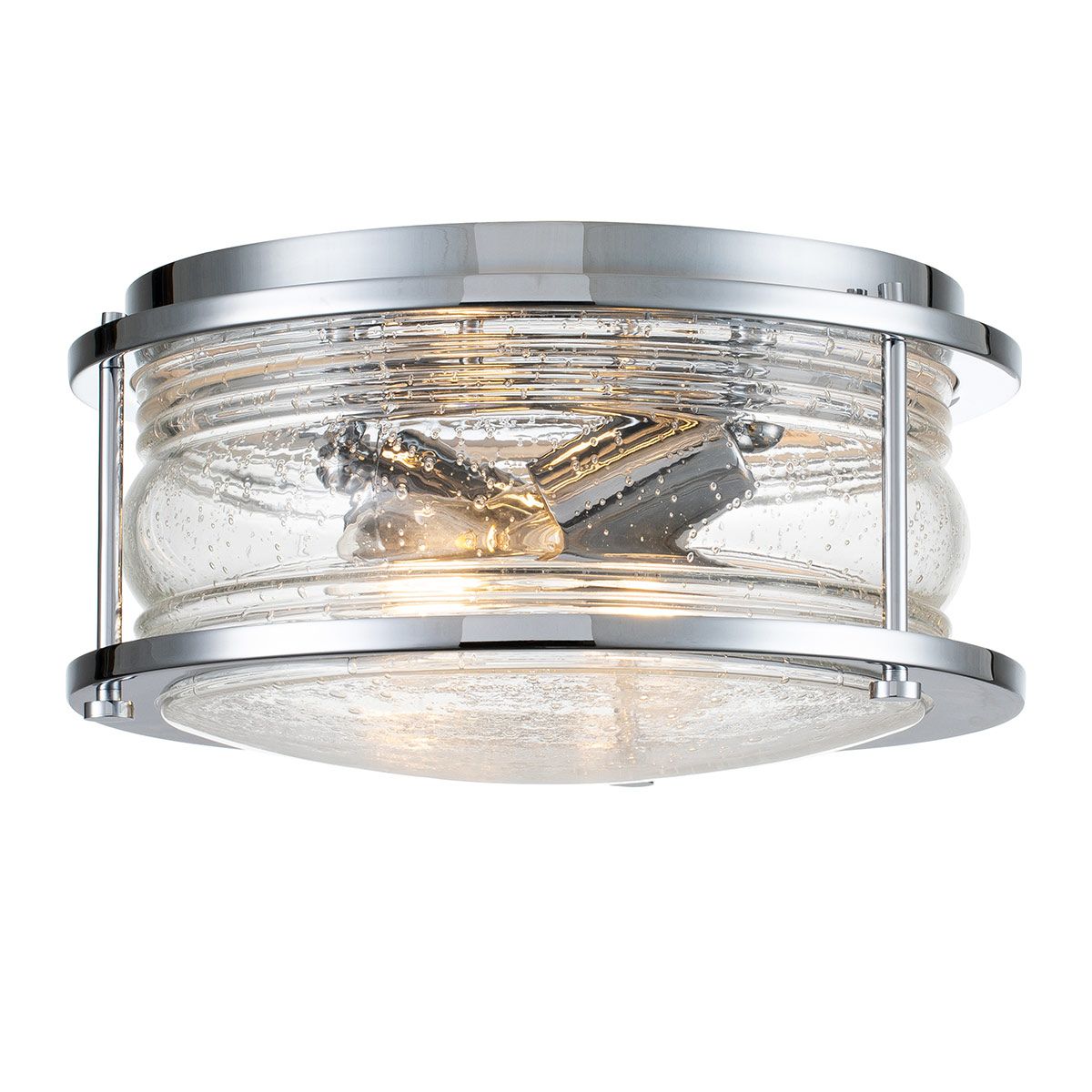 Ashland Bay Ceiling Flush 2 Light Polished Chrome & Clear - QN-ASHLANDBAY-F-PC-BATH