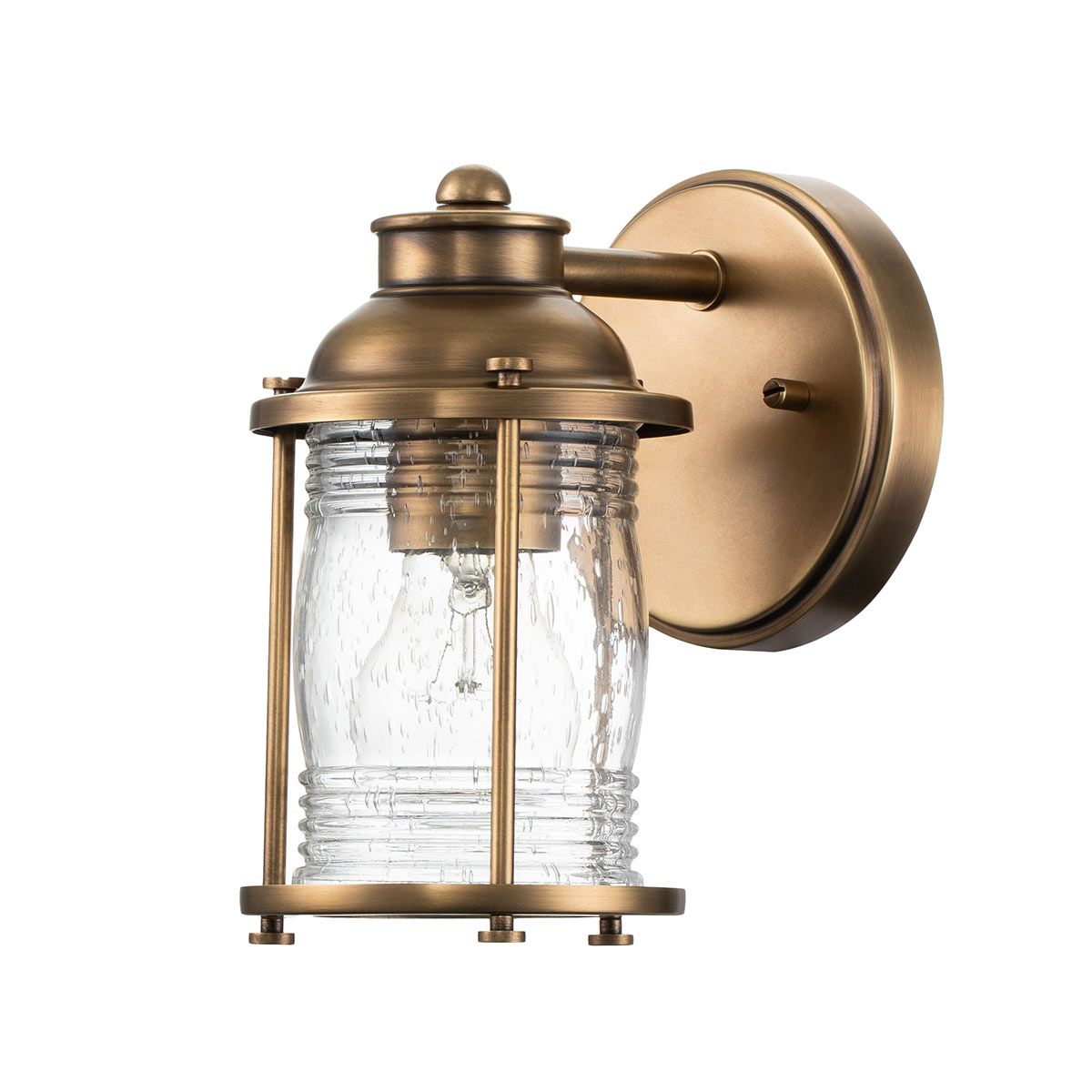 Ashland Bay Vanity Light Natural Brass & Clear - QN-ASHLANDBAY1-NBR-BATH