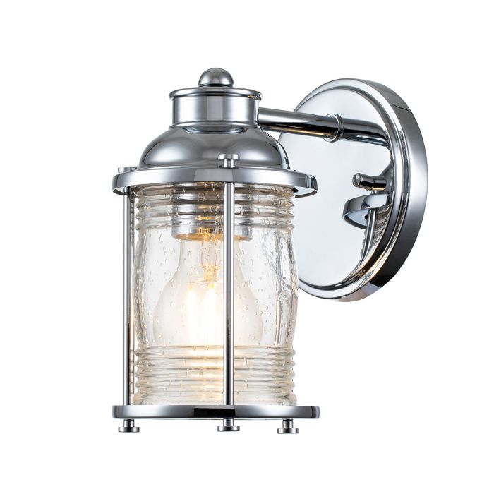 Ashland Bay Vanity Light Polished Chrome & Clear - QN-ASHLANDBAY1-NBR-BATH