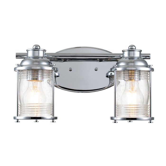 Ashland Bay Vanity 2 Light Polished Chrome & Clear - QN-ASHLANDBAY2-PC-BATH