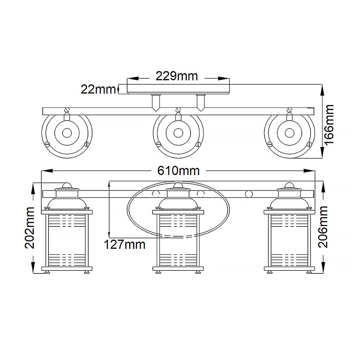 Ashland Bay Vanity 3 Light Polished Chrome & Clear - QN-ASHLANDBAY3-PC-BATH