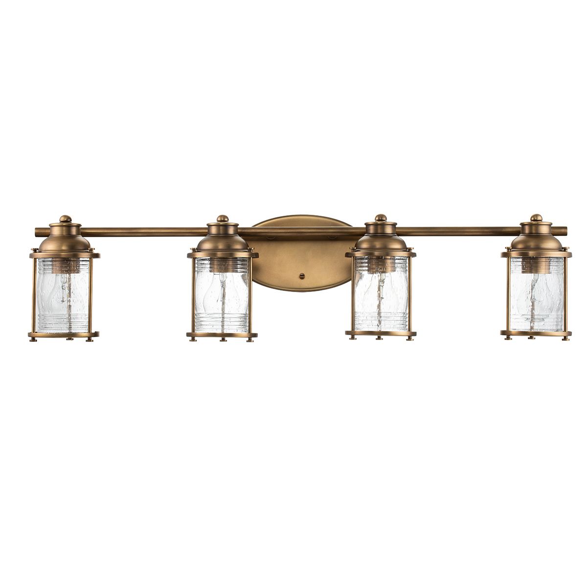 Ashland Bay Vanity 4 Light Natural Brass & Clear - QN-ASHLANDBAY4-NBR-BATH