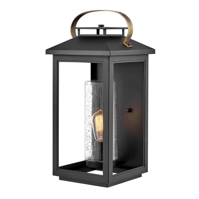 Atwater Large Wall Lantern Light Black & Clear - QN-ATWATER-L-BK