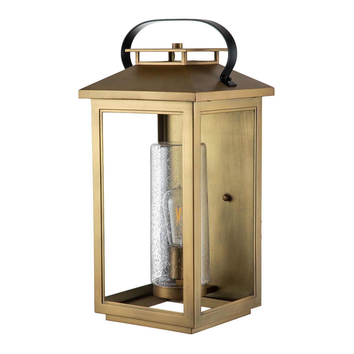 Atwater Large Wall Lantern Light Painted Distressed Brass & Clear - QN-ATWATER-L-PDB