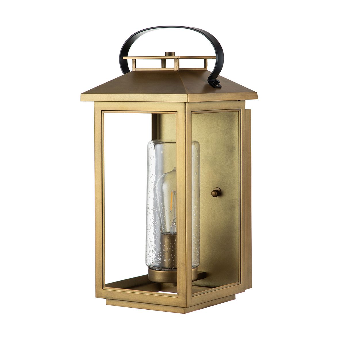 Atwater Medium Wall Lantern Light Painted Distressed Brass & Clear - QN-ATWATER-M-PDB