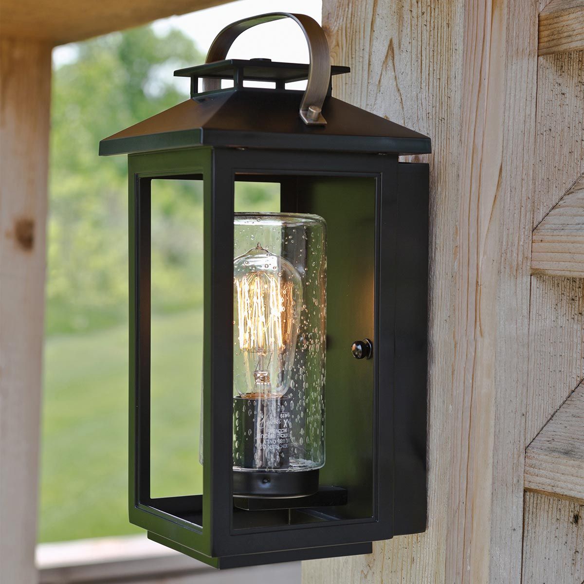 Atwater Small Wall Lantern Light Black & Clear - QN-ATWATER-S-BK