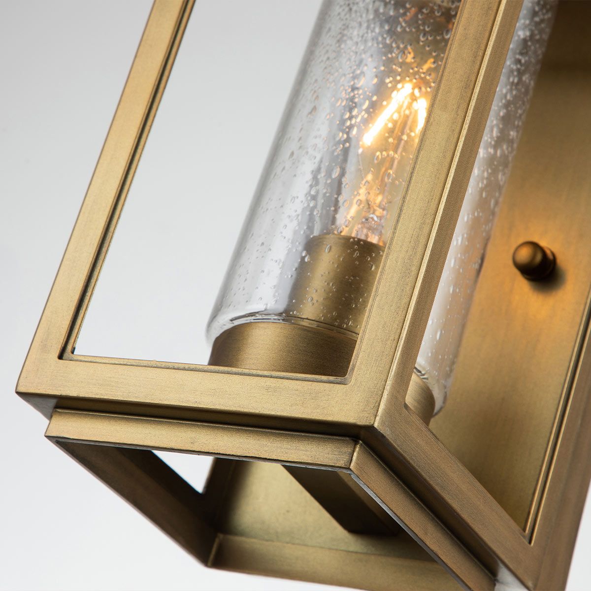 Atwater Small Wall Lantern Light Painted Distressed Brass & Clear - QN-ATWATER-S-PDB