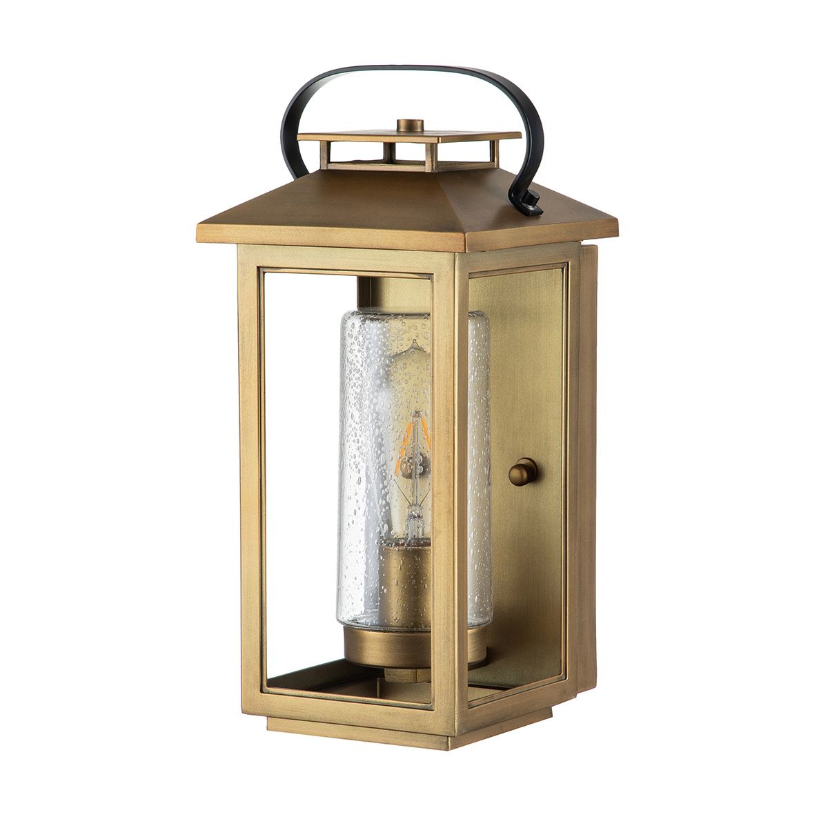 Atwater Small Wall Lantern Light Painted Distressed Brass & Clear - QN-ATWATER-S-PDB