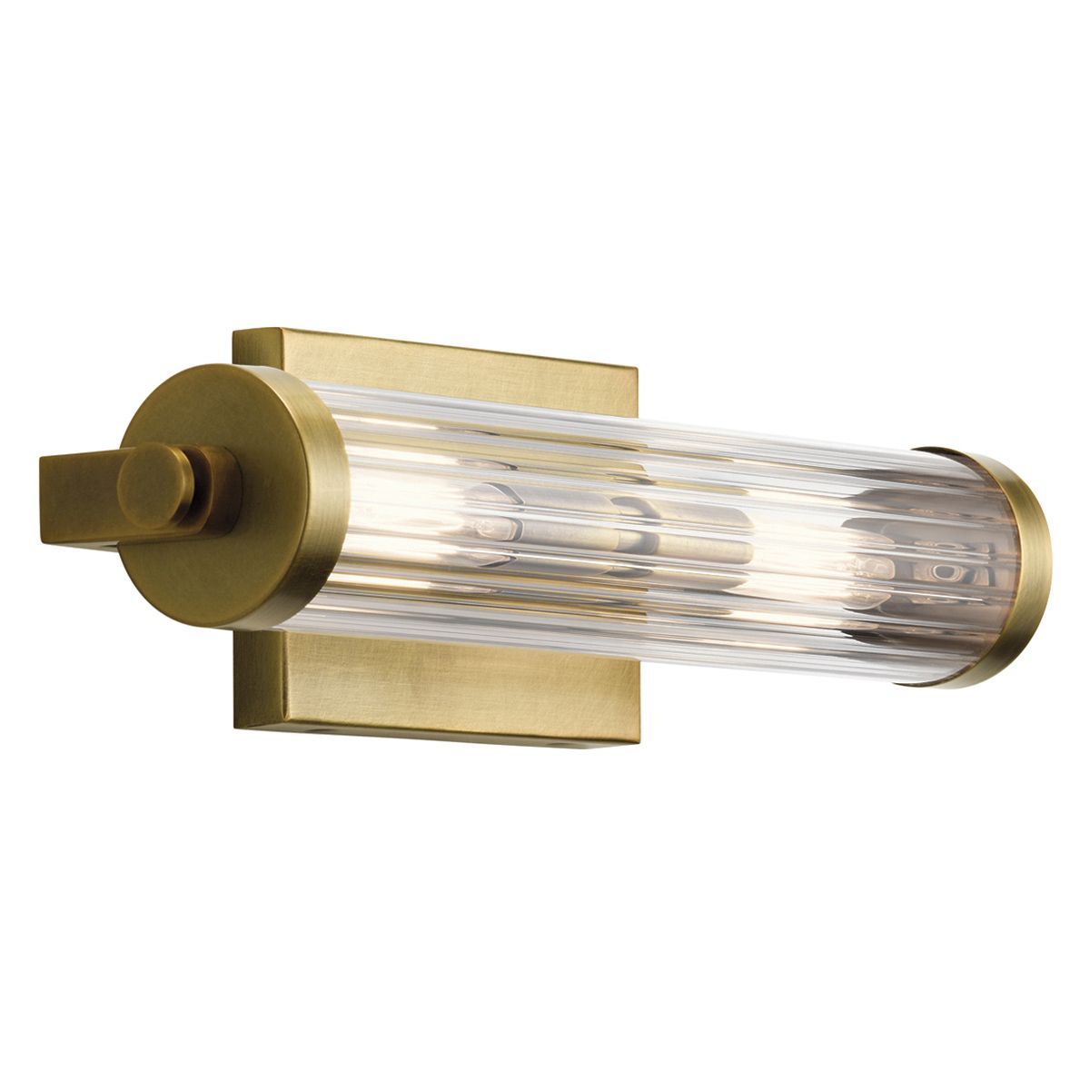 Azores 2 Light Wall Light Natural Brass & Clear - QN-AZORES2-NBR