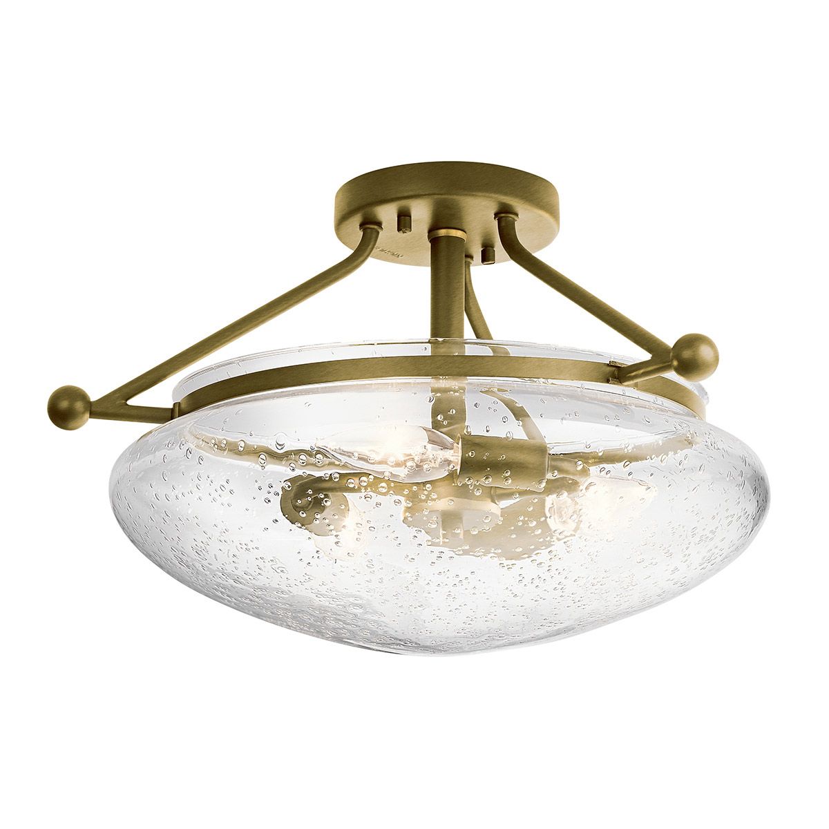 Belle 3 Light Semi flush Mount Light Brushed Natural Brass & Clear - QN-BELLE-SF-BNB