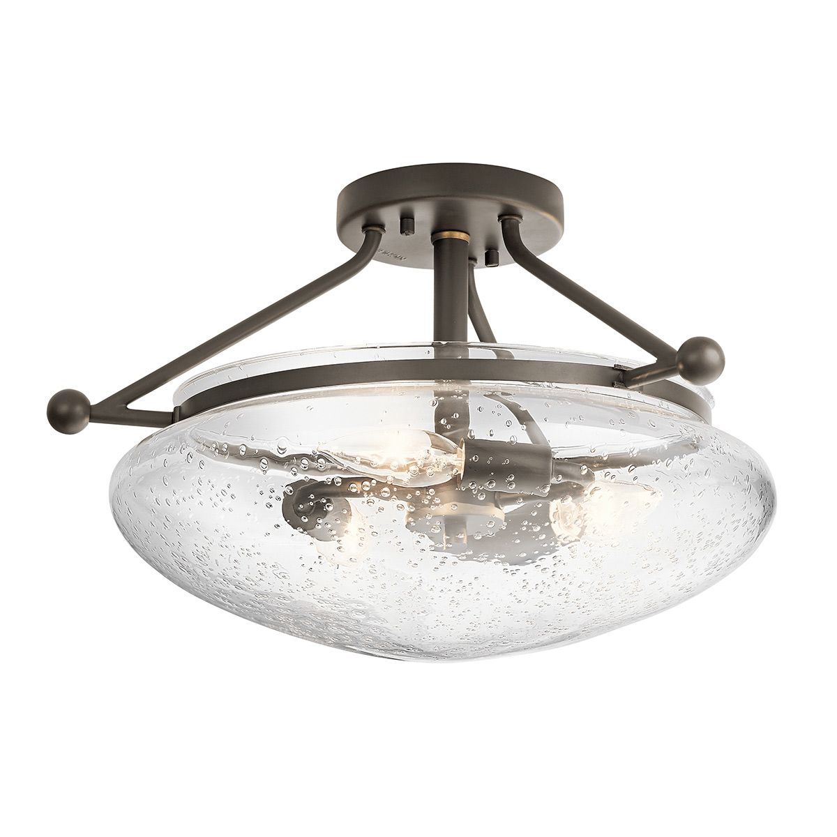 Belle 3 Light Semi flush Mount Light Olde Bronze & Clear - QN-BELLE-SF-OZ