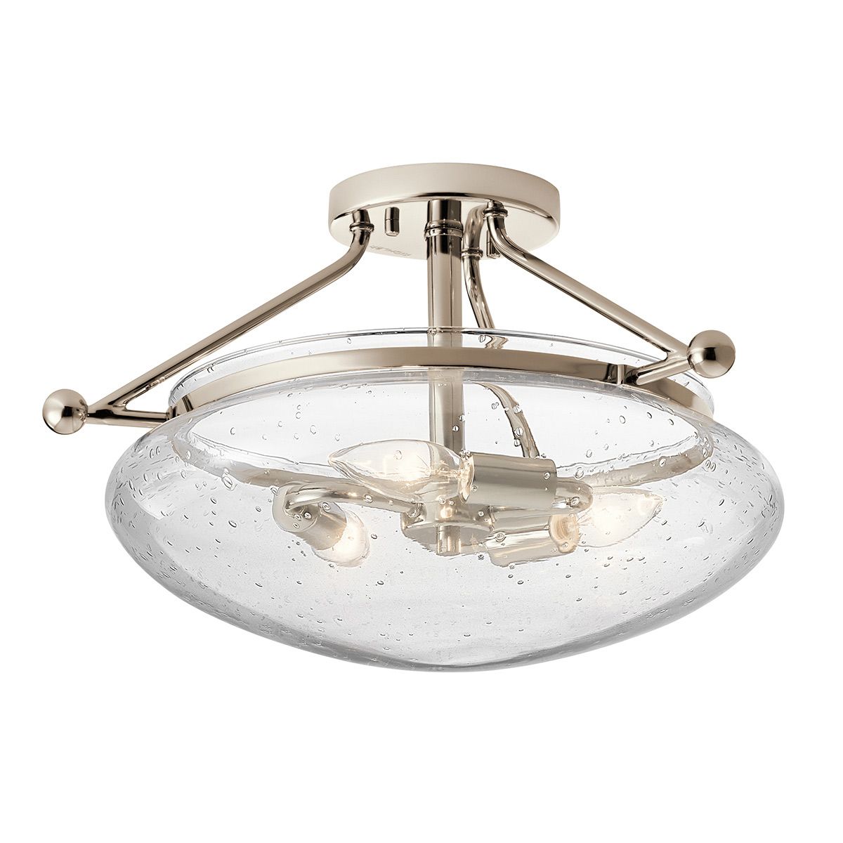 Belle 3 Light Semi flush Mount Light Polished Nickel & Clear - QN-BELLE-SF-PN