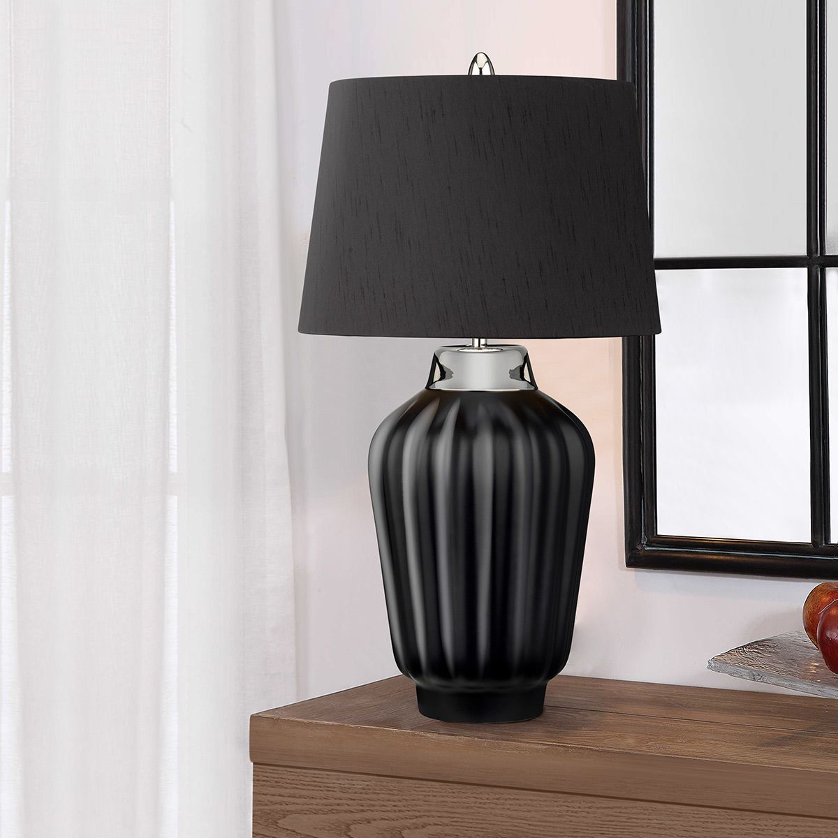 Bexley Table Lamp Black & Polished Nickel - QN-BEXLEY-TL-BKPN