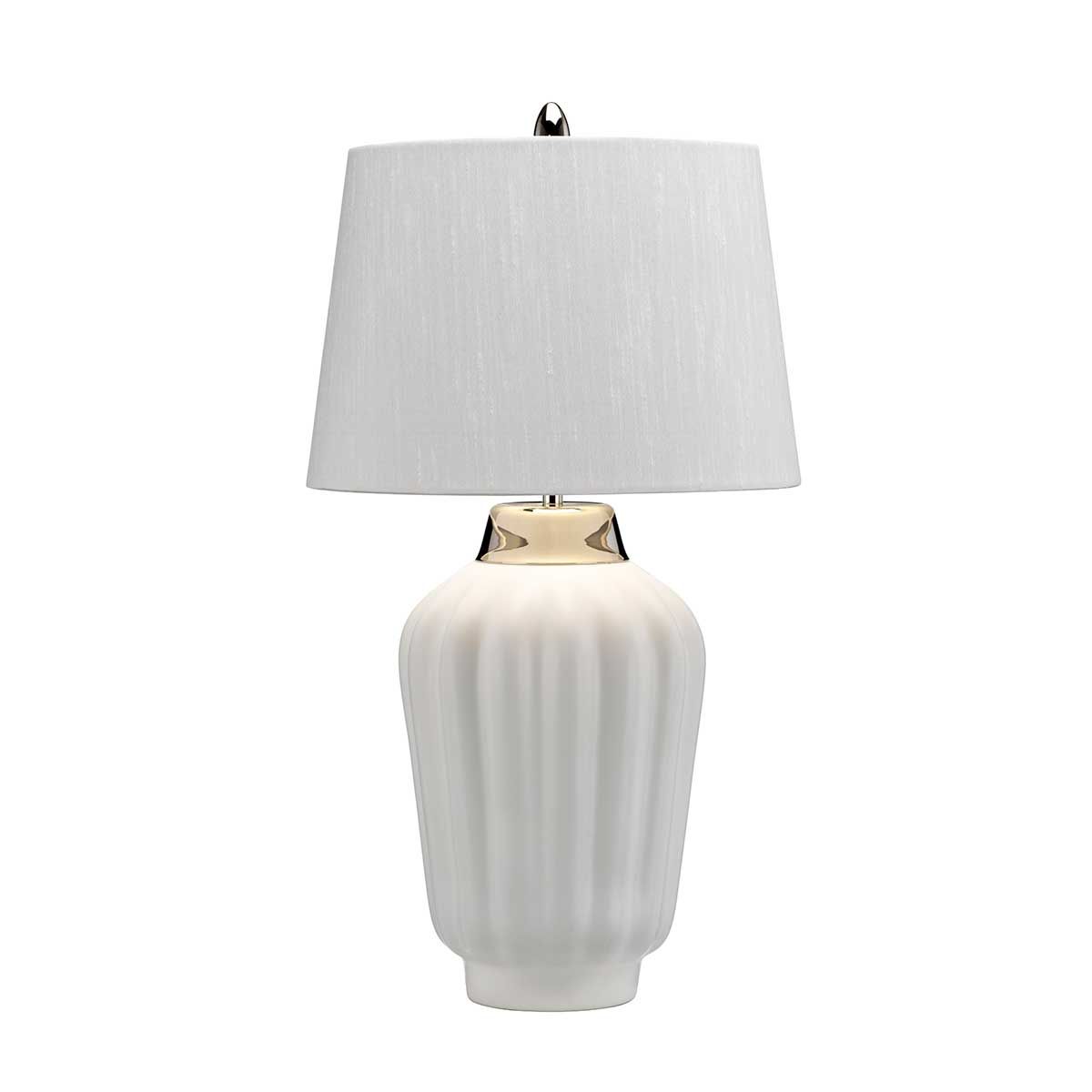 Bexley Table Lamp White & Polished Nickel - QN-BEXLEY-TL-WPN