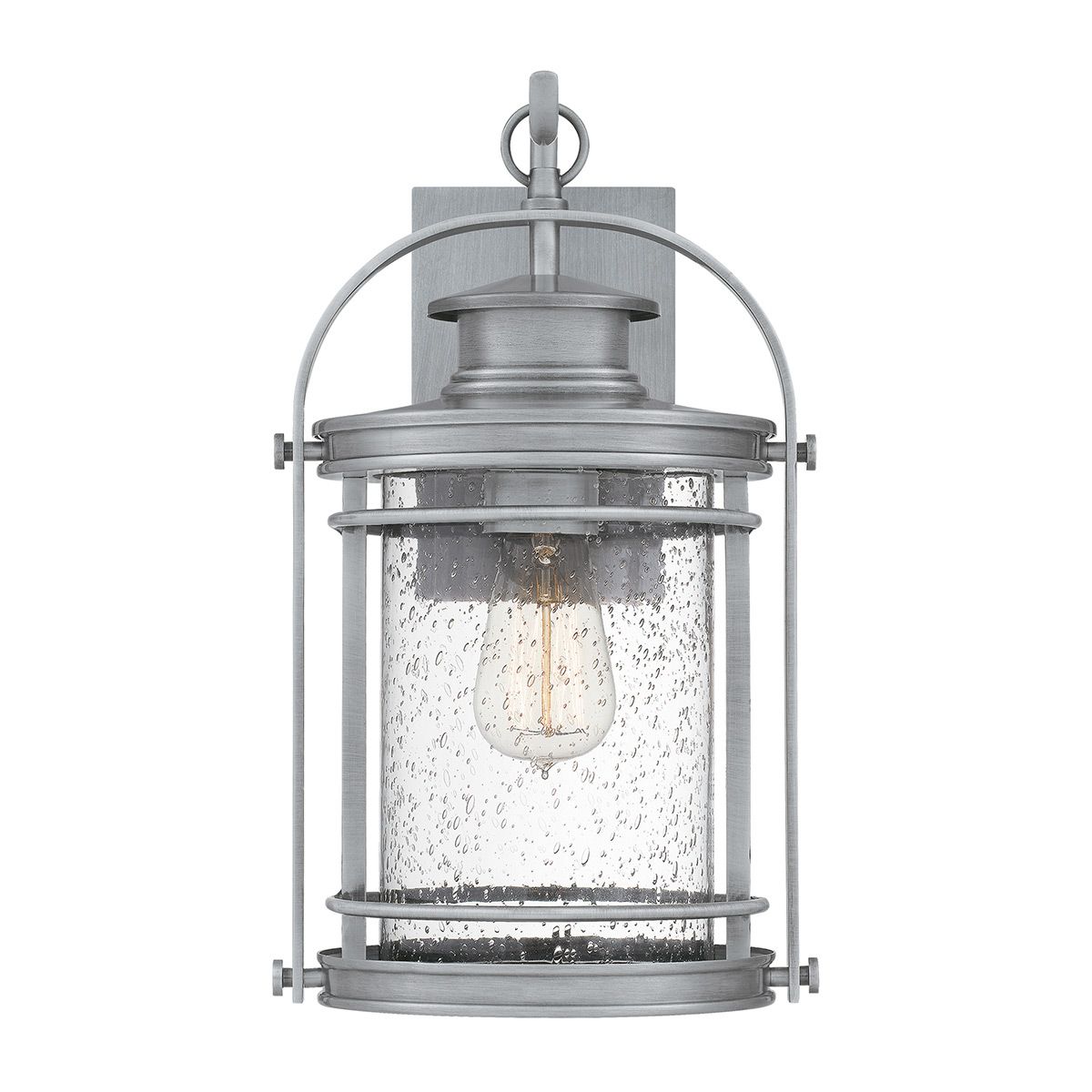 Booker Medium Wall Light Lantern Industrial Aluminium & Clear - QN-BOOKER-M-IA