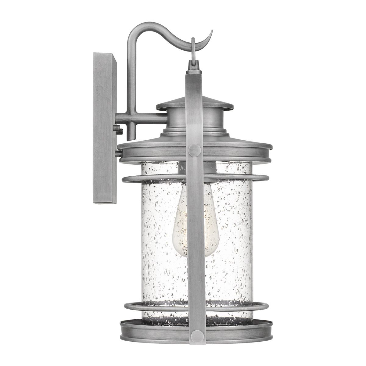 Booker Medium Wall Light Lantern Industrial Aluminium & Clear - QN-BOOKER-M-IA