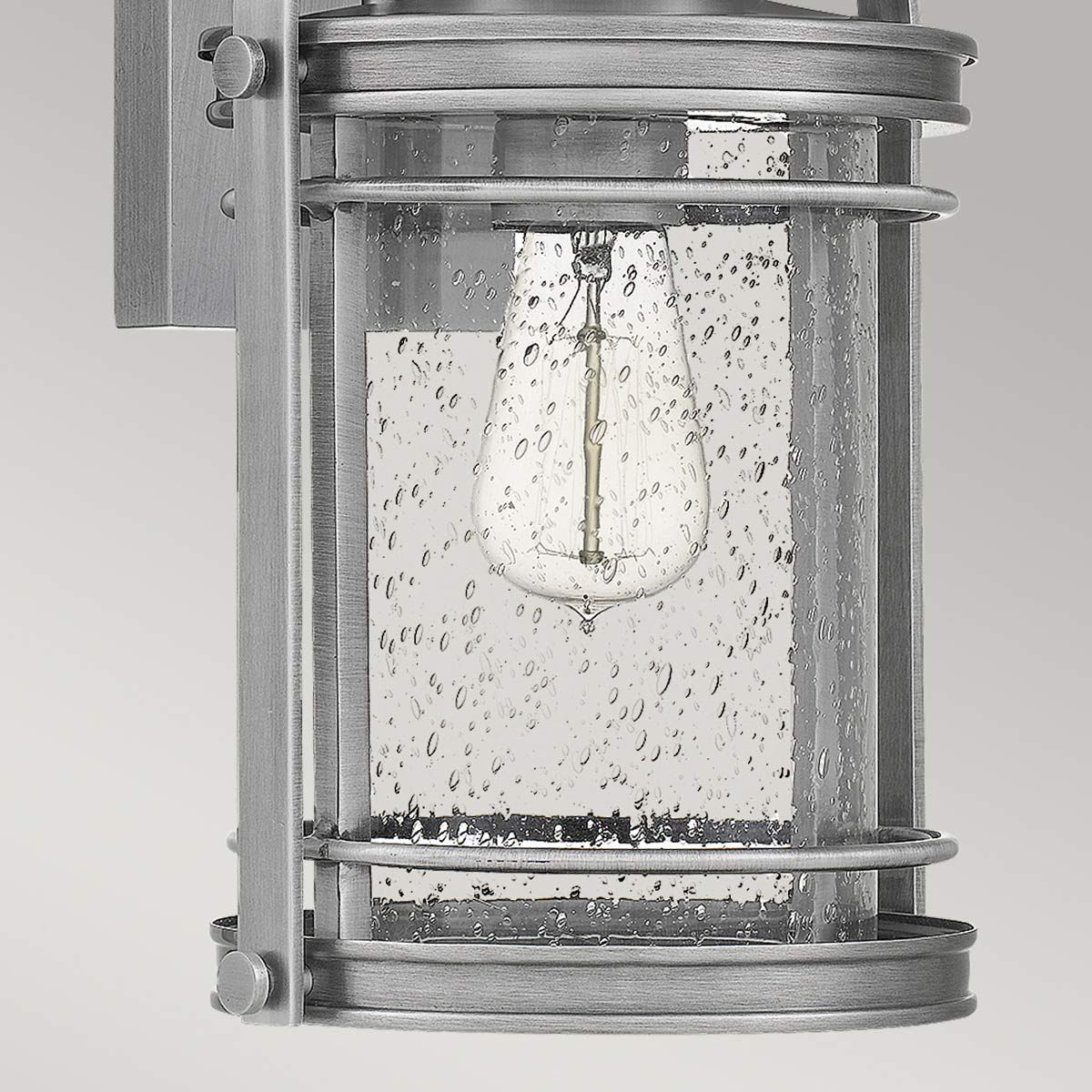 Booker Medium Wall Light Lantern Industrial Aluminium & Clear - QN-BOOKER-M-IA