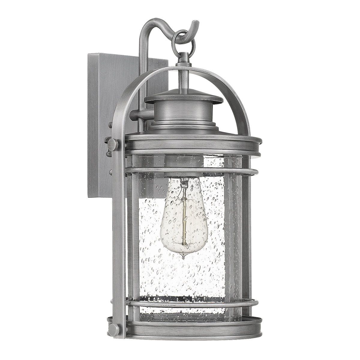 Booker Medium Wall Light Lantern Industrial Aluminium & Clear - QN-BOOKER-M-IA