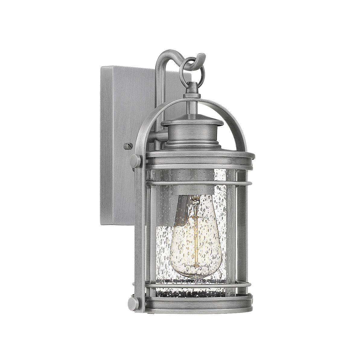 Booker Small Wall Light Lantern Industrial Aluminium & Clear - QN-BOOKER-S-IA