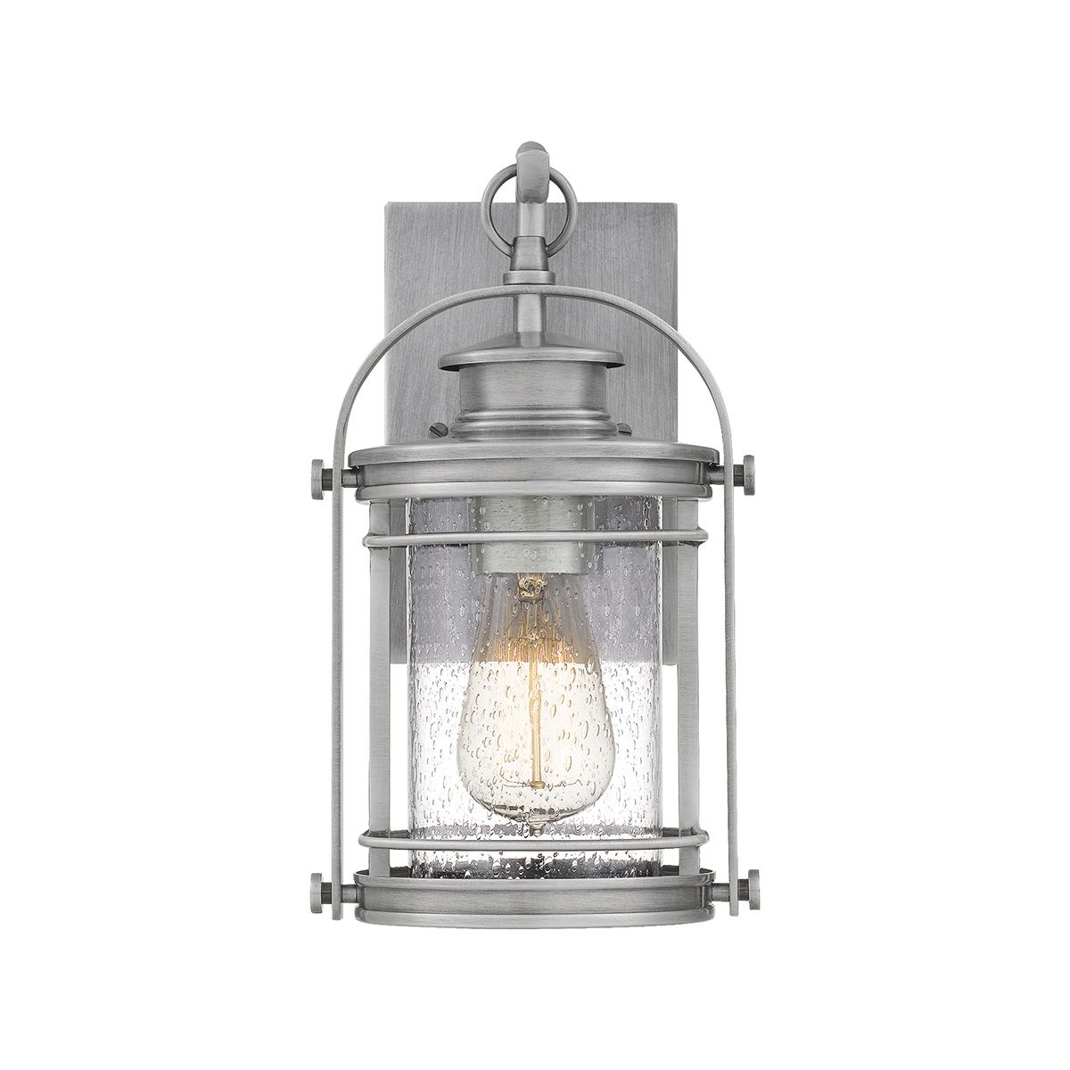 Booker Small Wall Light Lantern Industrial Aluminium & Clear - QN-BOOKER-S-IA