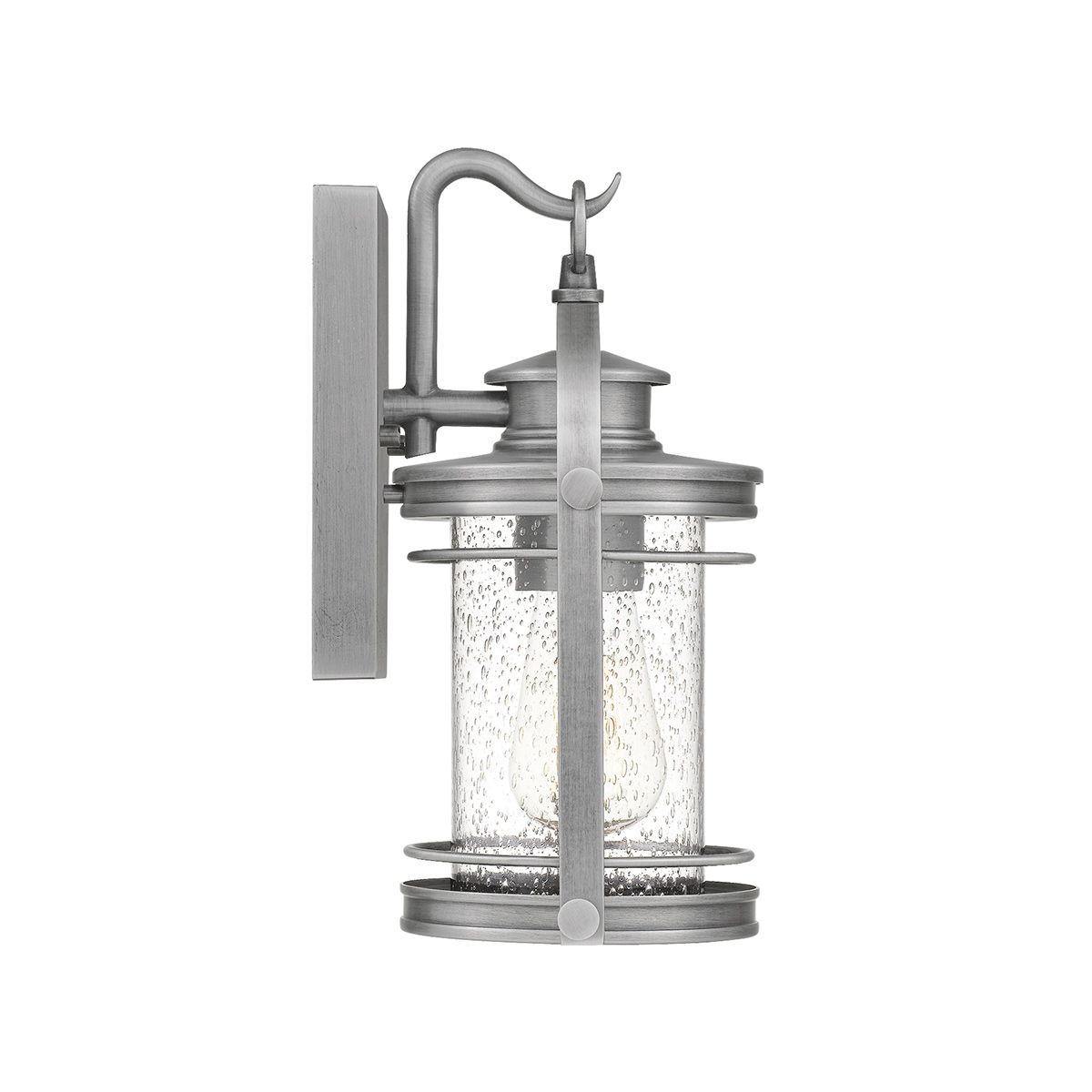 Booker Small Wall Light Lantern Industrial Aluminium & Clear - QN-BOOKER-S-IA