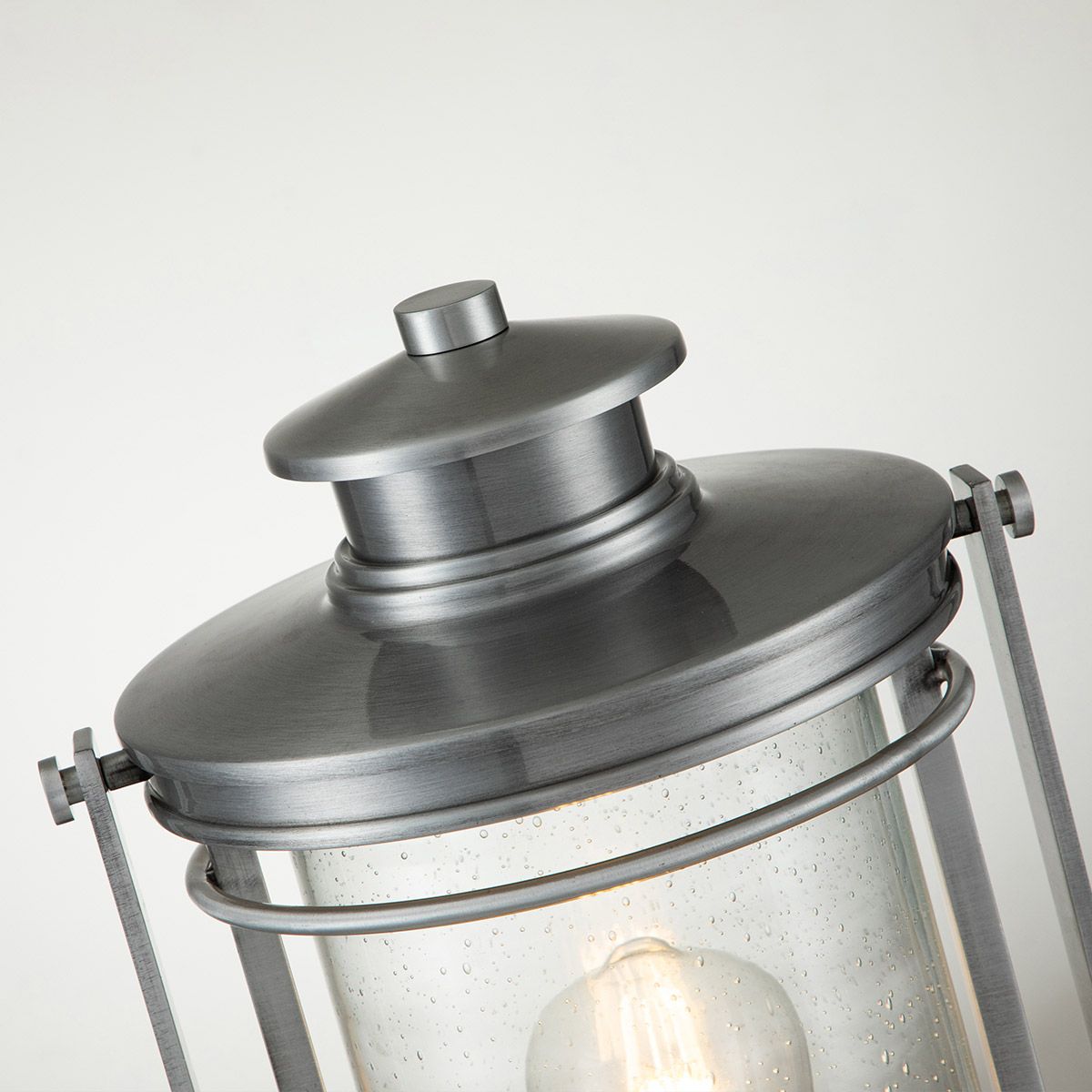 Booker Medium Light Pedestal Lantern Industrial Aluminium & Clear - QN-BOOKER3-M-IA