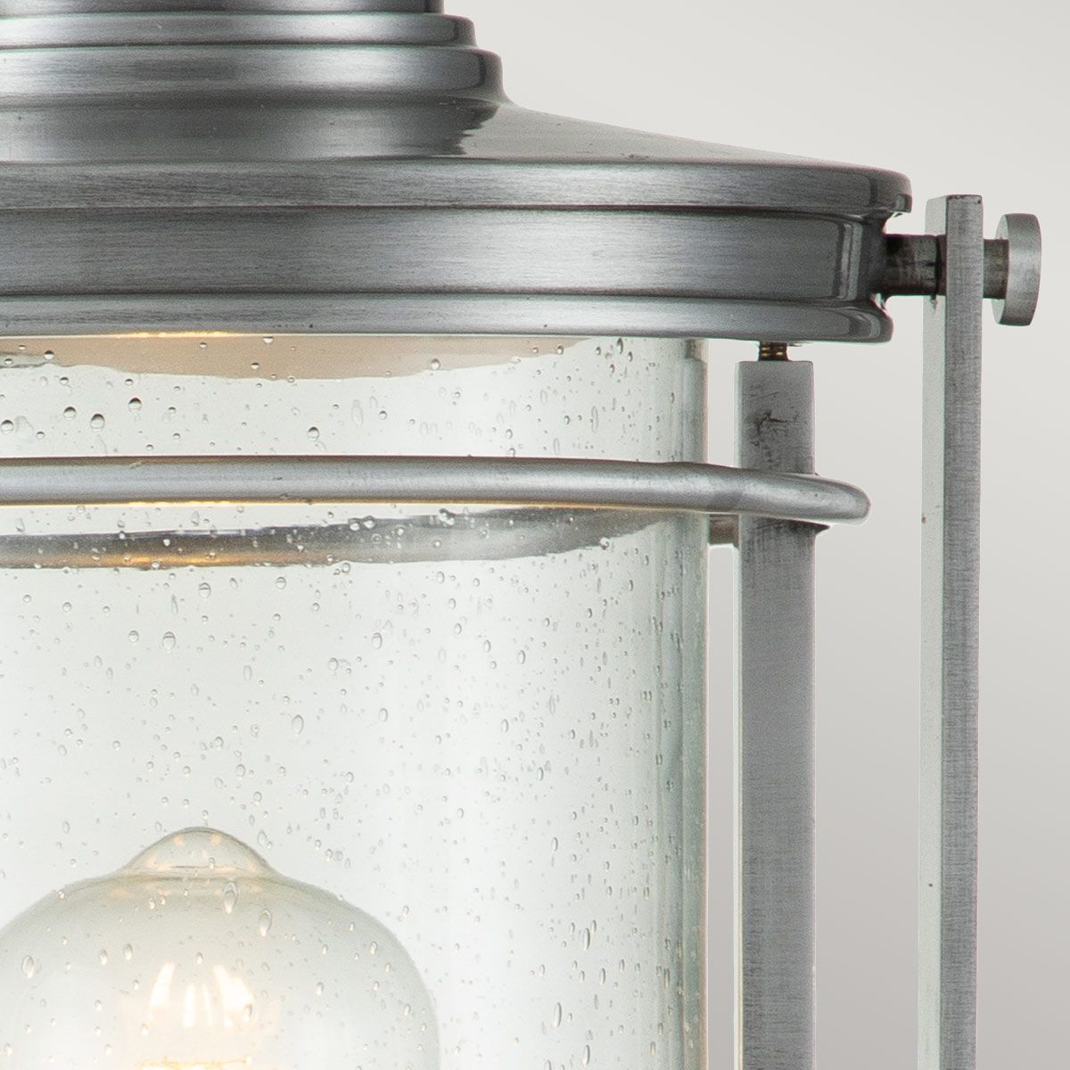 Booker Medium Light Pedestal Lantern Industrial Aluminium & Clear - QN-BOOKER3-M-IA