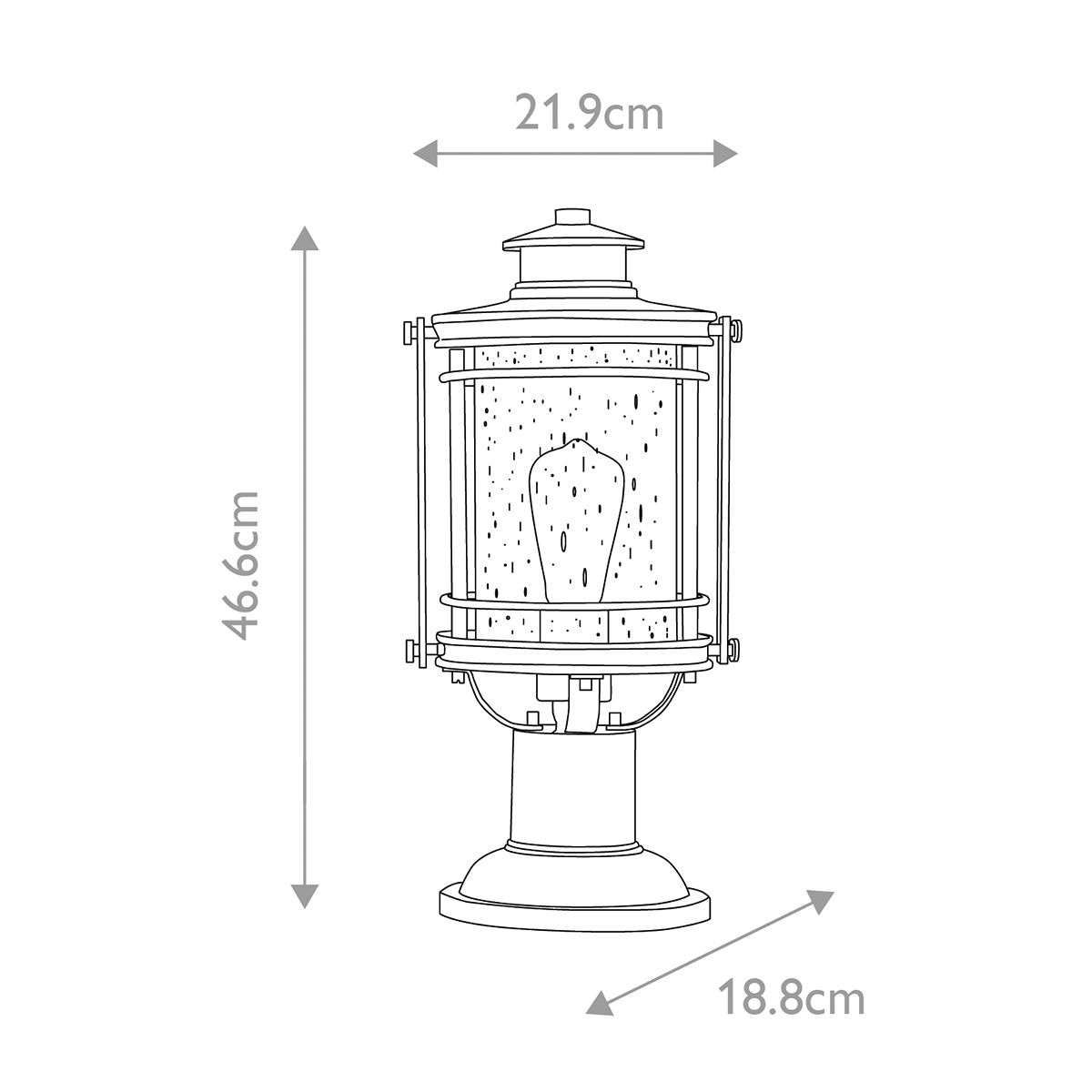 Booker Medium Light Pedestal Lantern Industrial Aluminium & Clear - QN-BOOKER3-M-IA