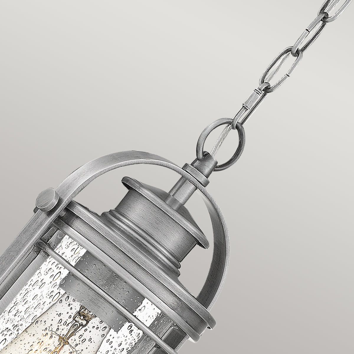 Booker Small Light Chain Lantern Industrial Aluminium & Clear - QN-BOOKER8-S-IA