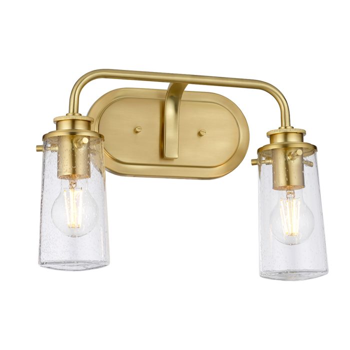 Braelyn Vanity 2 Light Brushed Brass & Clear - QN-BRAELYN2-BB