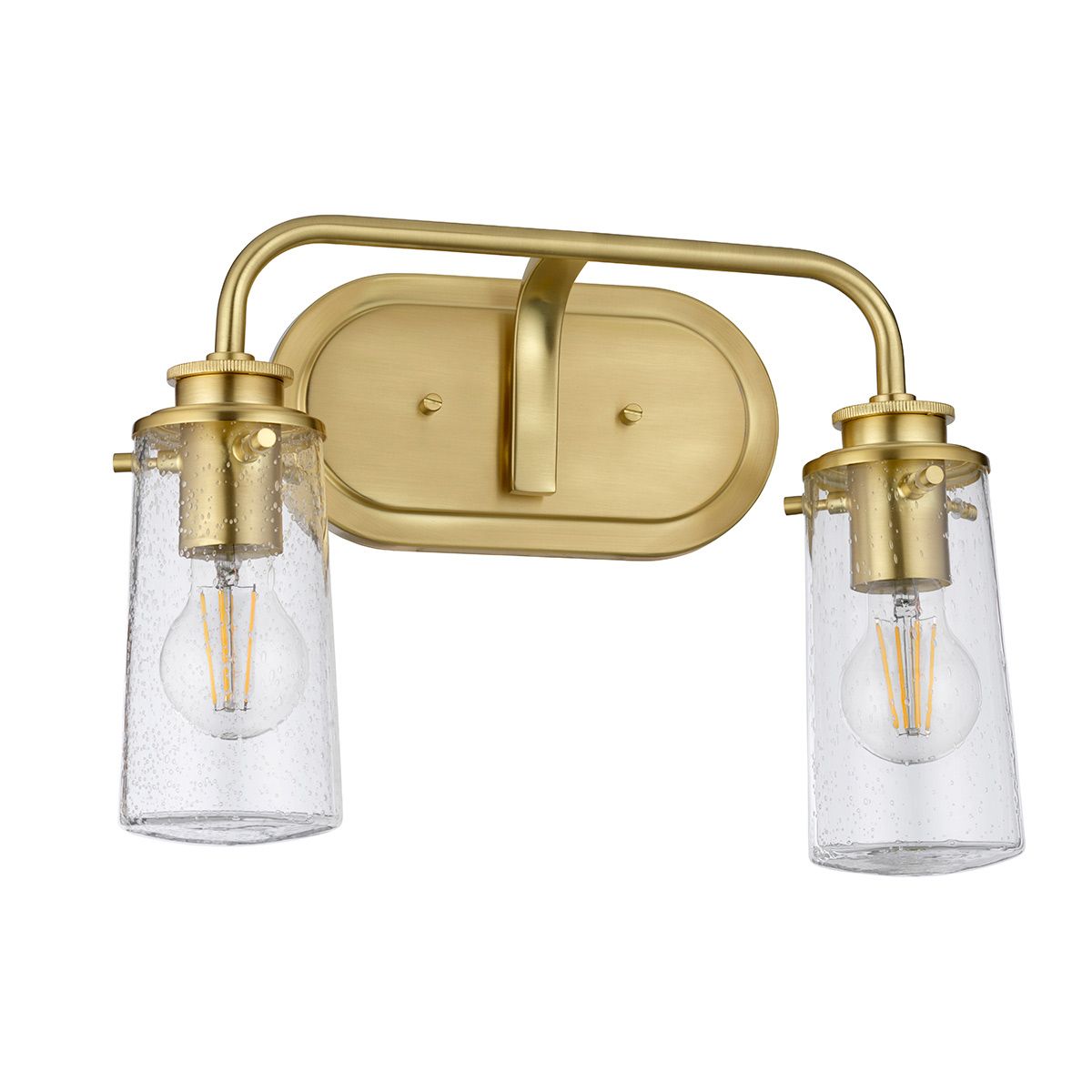 Braelyn Vanity 2 Light Brushed Brass & Clear - QN-BRAELYN2-BB