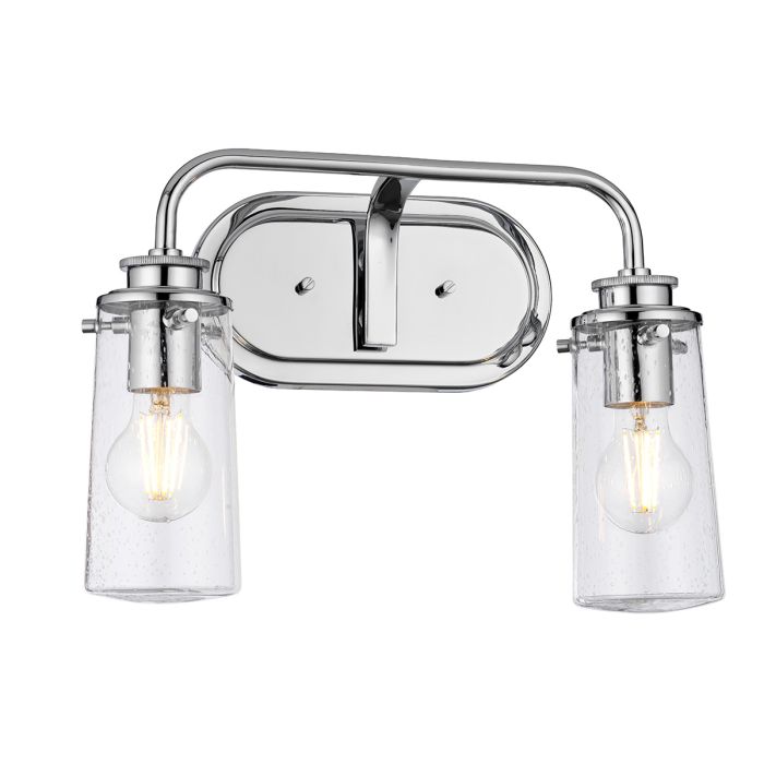 Braelyn Vanity 2 Light Polished Chrome & Clear - QN-BRAELYN2-PC