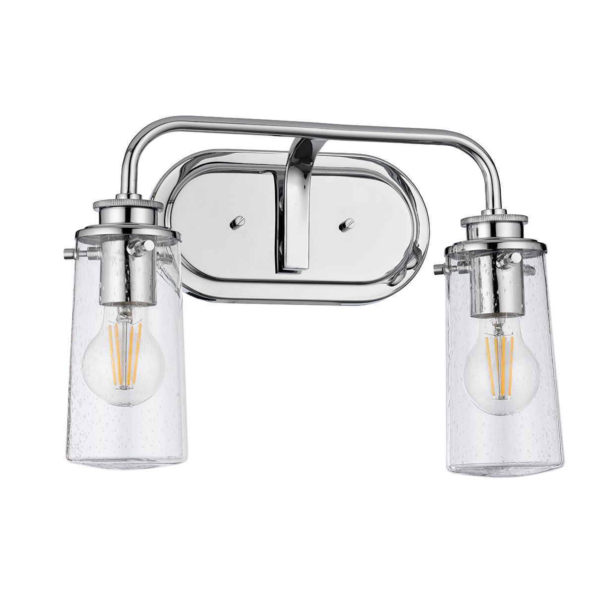 Braelyn Vanity 2 Light Polished Chrome & Clear - QN-BRAELYN2-PC