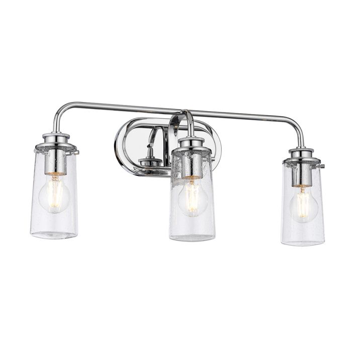 Braelyn Vanity 3 Light Polished Chrome & Clear - QN-BRAELYN3-PC